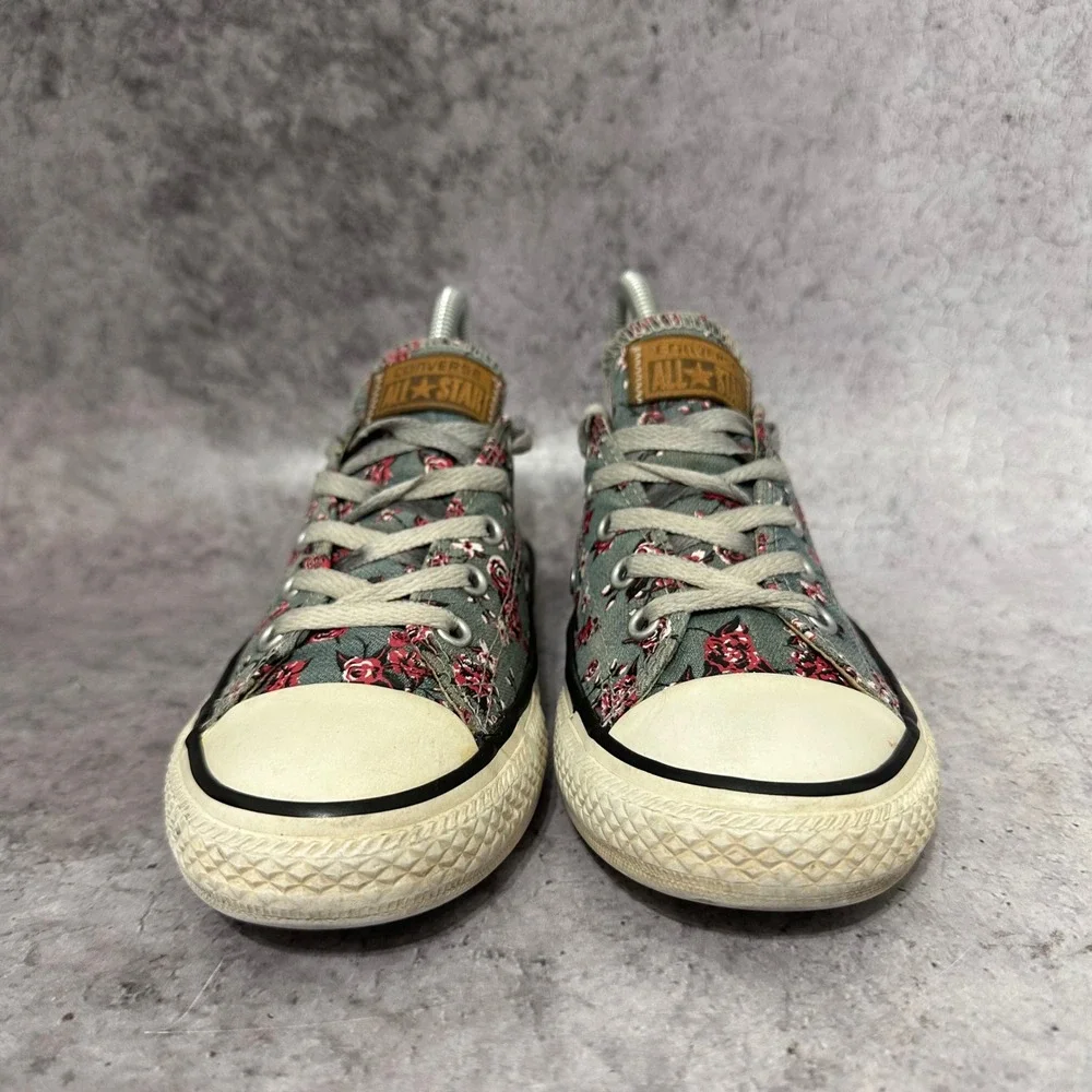 Converse Chuck Taylor All Star Youth 2 Gray Pink Floral Rose Low Top Sneakers